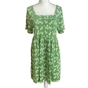 Toad&Co Sora green & white short sleeve dress medium